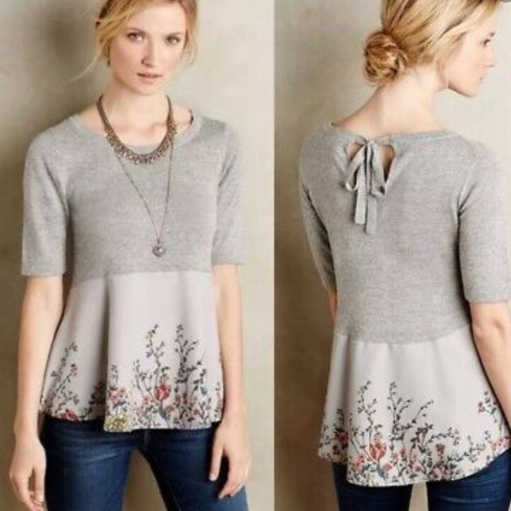 Anthropologie Moth Gardenia Bow Back Sweater Size Small